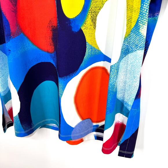 NEW NWOT Ali Miles Sz Large Stretchy Abstract Wearable Art to Wear Shirt Top - Picture 7 of 9